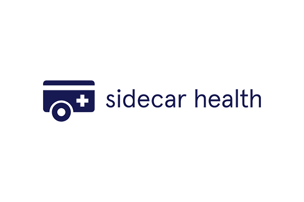 Logo of Sidecar Health featuring a medical cart icon and text 'sidecar health'.