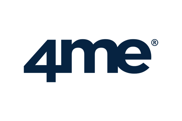 The 4me logo in white font displayed on a dark blue rectangular background.