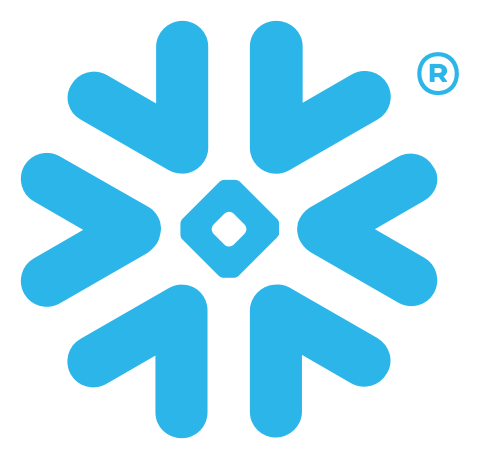 Blue snowflake-shaped logo with a diamond in the center and a registered trademark symbol.