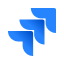 Blue Jira logo with three upward-pointing arrow shapes.