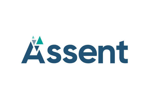 Assent company logo in blue text with a teal checkmark graphic, on a white background.