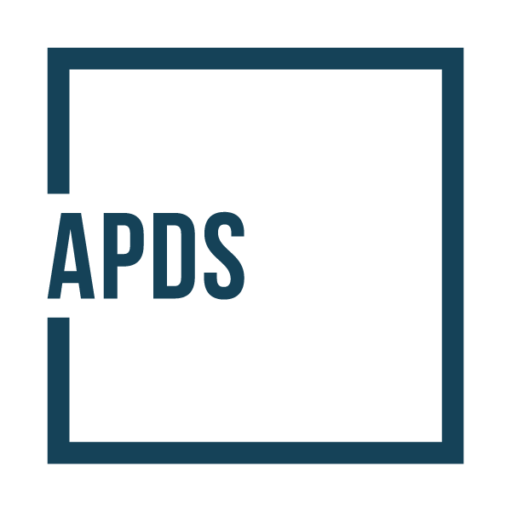 Logo for American Prison Data Systems (APDS) featuring the acronym 'APDS' inside an incomplete square outline.