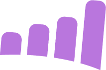 Four purple bars of increasing height, resembling a rising bar graph.