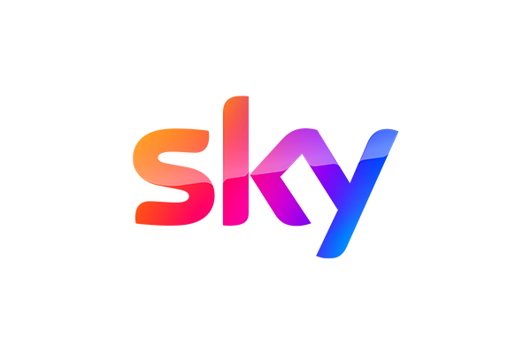 Sky Italia logo with a gradient color design in shades of orange, pink, purple, and blue on a white background.