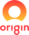 Logo of Origin with a stylized orange and yellow circular design and the word 'origin' below it.