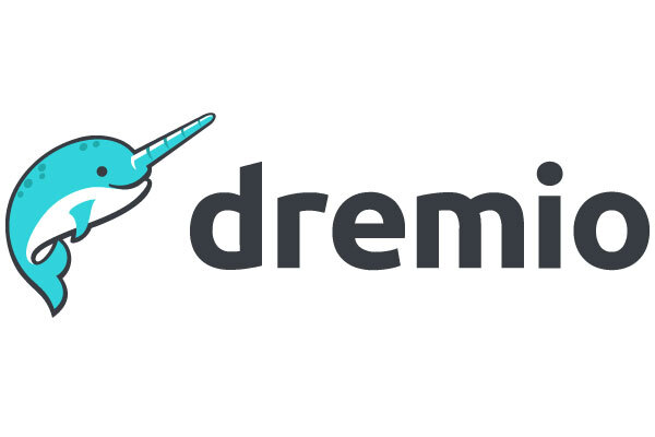 Dremio logo featuring a stylized narwhal and the word 'dremio' in bold letters.