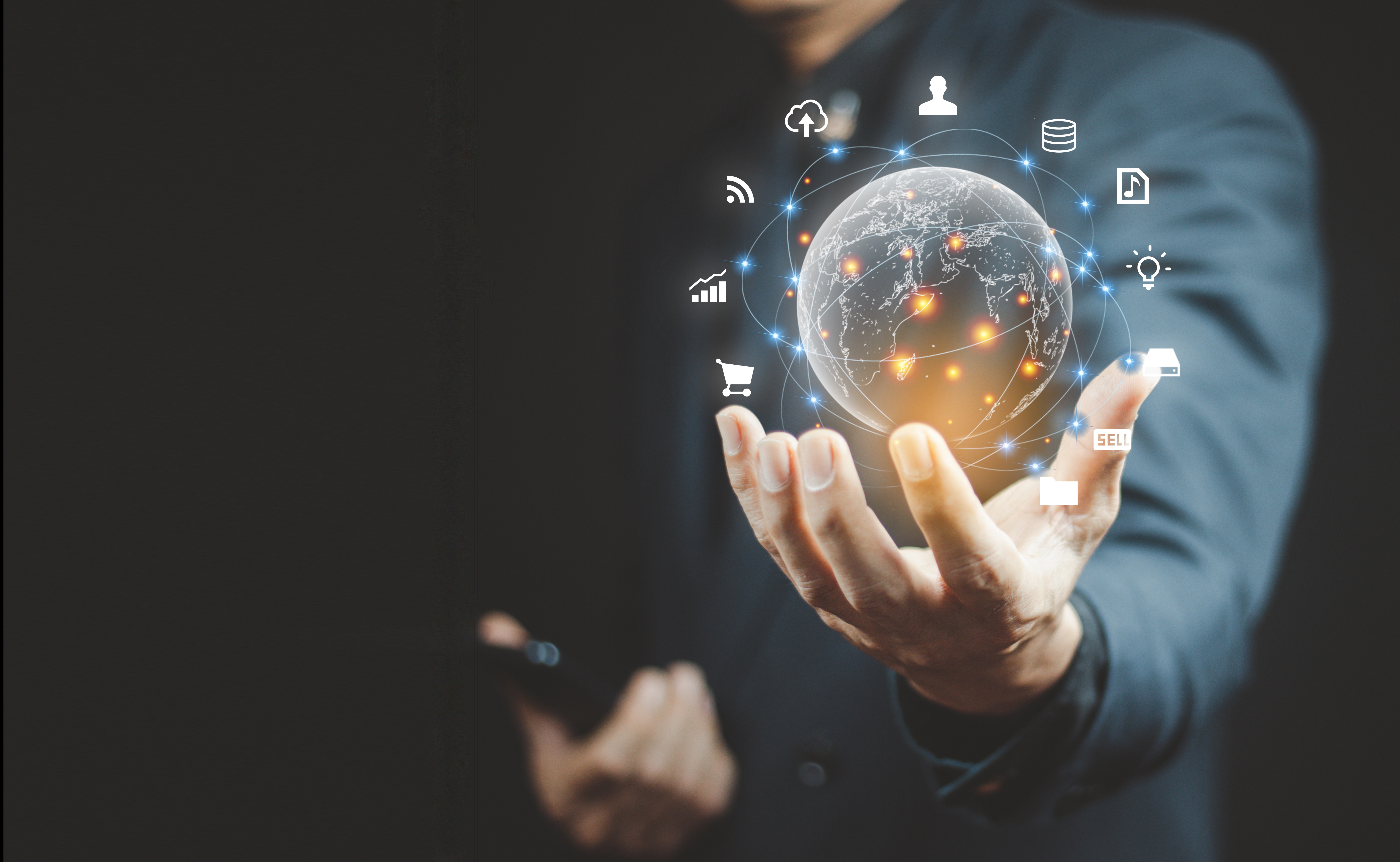Businessmen use Internet connection technology and digital marketing, finance and banking Digital connection technology