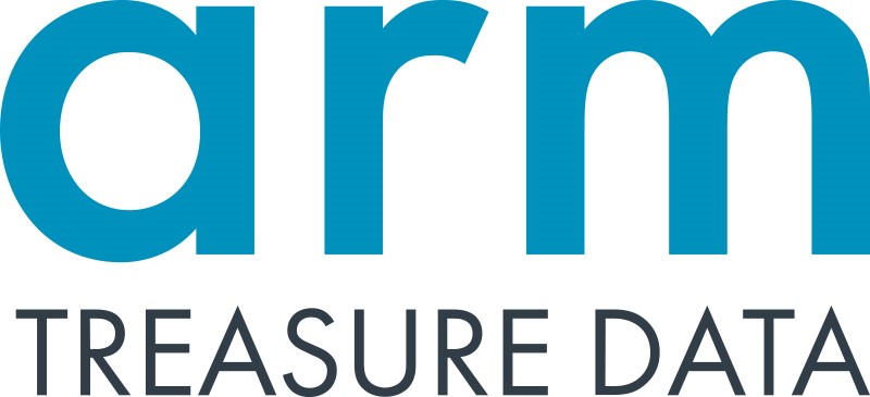Logo for Arm Treasure Data, featuring the word 'arm' in large blue letters above 'TREASURE DATA' in smaller gray letters.