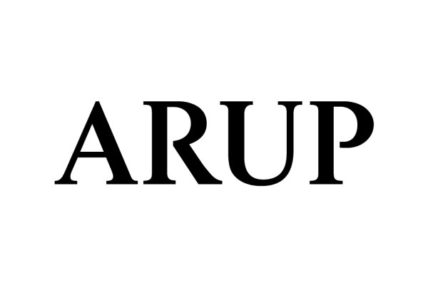 The logo of Arup, displayed in bold black text on a transparent background.