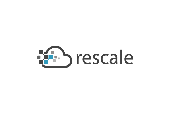 Rescale logo featuring a cloud outline with pixel-like squares and the word "rescale" in lowercase text.