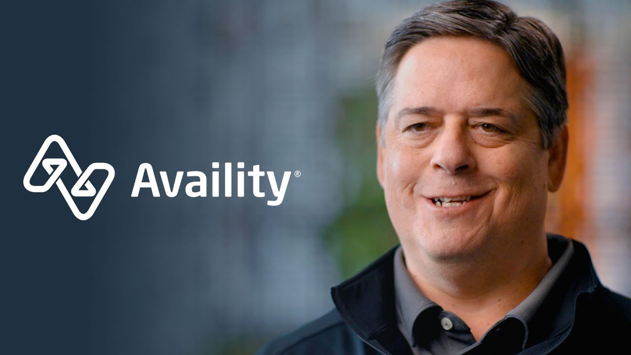Availity logo on a dark blue background.