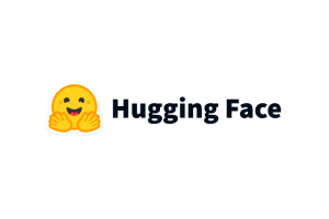 Hugging Face logo featuring a smiling face emoji with open hands and the text 'Hugging Face' next to it.