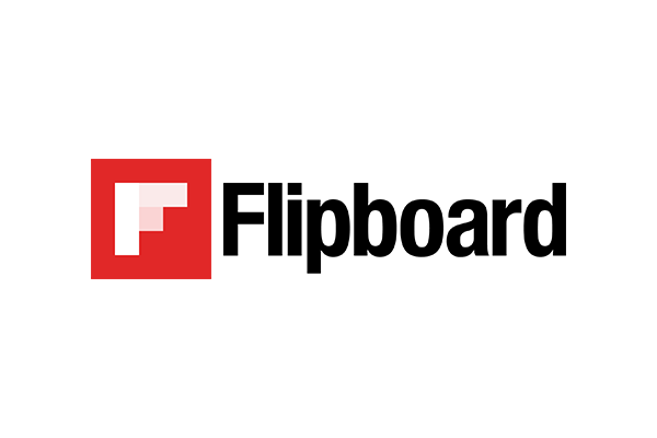Flipboard logo with a stylized red 'F' icon and the word 'Flipboard' in black text on a white background.