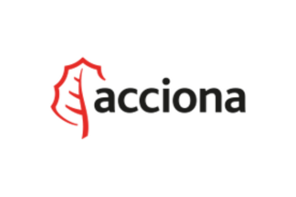 The Acciona company logo featuring a red outline of a stylized leaf to the left of the word 'acciona' in black text on a white background.