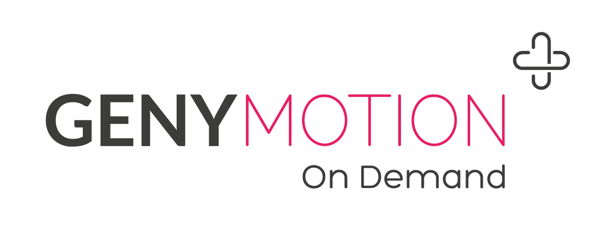 Logo for Genymotion On Demand, featuring the brand name in a modern font with a stylized plus sign in the upper right corner.