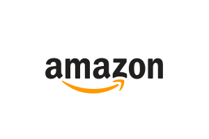 Amazon logo featuring the brand name in black text with a yellow smile-shaped arrow underneath.