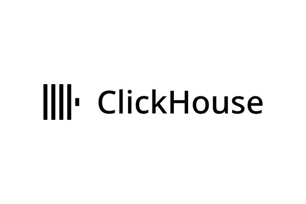 ClickHouse logo in black text with a vertical bar icon on a white background.