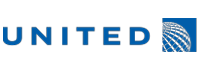 The United Airlines logo featuring the word 'UNITED' in blue capital letters with a globe symbol on the right side.