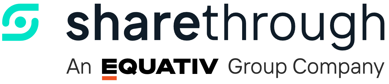 Logo for Sharethrough, an Equativ Group Company, featuring the Sharethrough wordmark and icon alongside text 'An EQUATIV Group Company.'