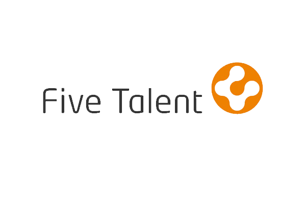"Five Talent logo with black text and an orange circular design on the right."