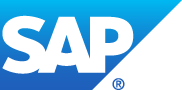 The SAP company logo with bold white letters on a blue and gradient background.