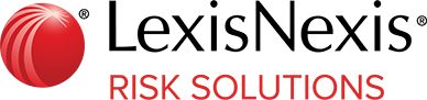 The logo for LexisNexis Risk Solutions, featuring a red sphere graphic and the company name in black and red text.