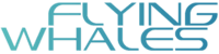 Stylized text reading "Flying Whales" in light blue, futuristic font.