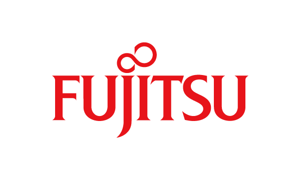 The Fujitsu company logo in red text on a white background.