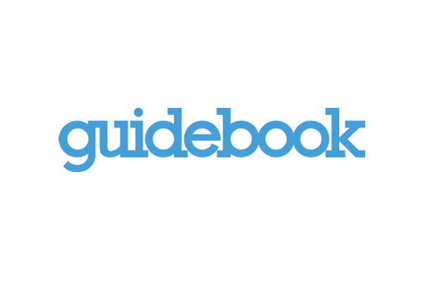The word "guidebook" written in lowercase blue letters.