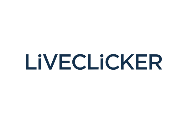 "Liveclicker logo in dark blue text on a transparent background."