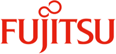 The Fujitsu logo in red text with a stylized infinity symbol above the 'j' and 'i'.