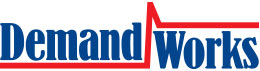 "Demand Works logo with a red line resembling a graph integrated into the text."