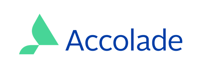 The logo for Accolade, featuring a green abstract symbol and the company name in blue text.