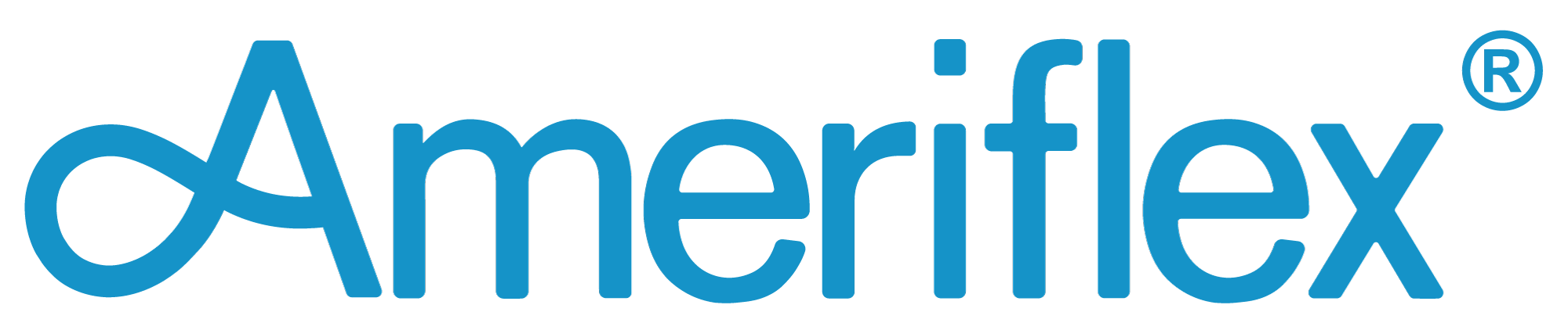 Ameriflex company logo in blue text with a stylized infinity symbol as part of the letter A.
