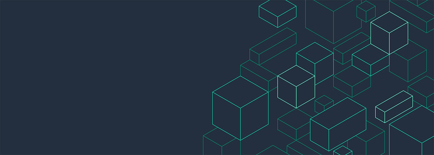 Abstract illustration of interconnected containers represented by outlined 3D boxes on a dark background, used for AWS Containers product or category.
