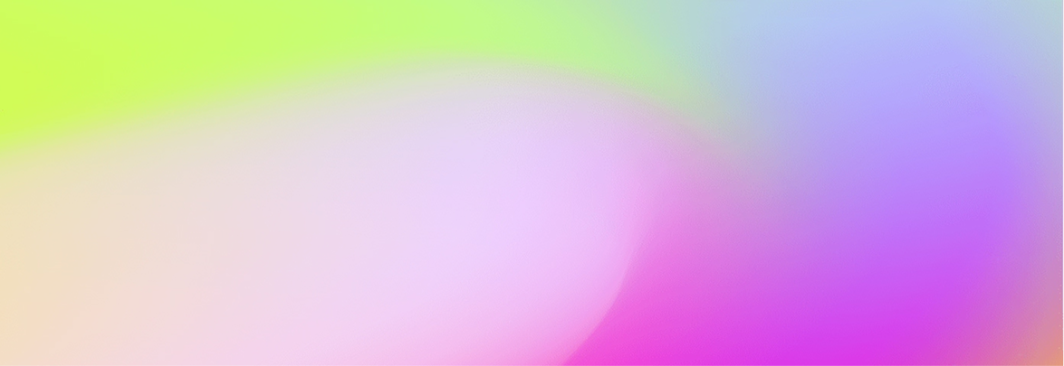 Abstract mesh gradient background blending yellow-green, soft blue, pale pink, and vibrant magenta with a soft central glow.