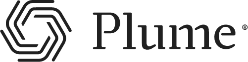 Plume logo featuring a geometric symbol and the wordmark 'Plume' in black on a light background.