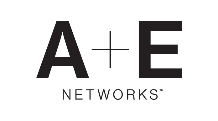 A+E Networks logo featuring large black letters 'A+E' with a plus sign between them and the word 'NETWORKS' beneath in smaller font.