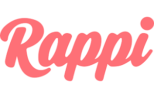 Rappi logo in pink script text on a white background.