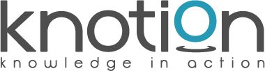 The Knotion logo with the tagline 'knowledge in action' displayed below the brand name.