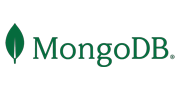 MongoDB logo with green text and leaf icon