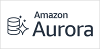Logo of Amazon Aurora featuring a database icon with sparkles.