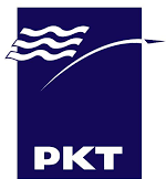 Logo of PKT Logistics, featuring a stylized flag and the letters 'PKT' on a dark blue background.