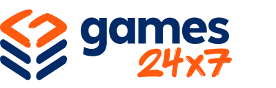 Logo of Games24x7 featuring an abstract icon and the text 'games 24x7' in blue and orange.