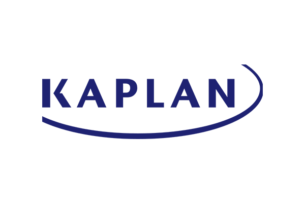 The Kaplan logo featuring the word 'KAPLAN' in bold blue letters with a curved underline.
