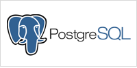 The PostgreSQL logo featuring a stylized blue elephant head and the text 'PostgreSQL'.
