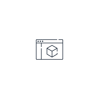 Icon representing a relational database, depicted as a simple stacked rectangular shape in dark blue on a white background.