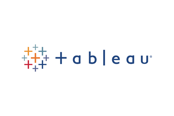 The image shows the Tableau logo with a colorful, geometric icon followed by the word 'Tableau' in stylized blue text.