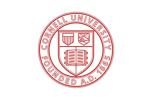 The official Cornell University logo seal featuring a red circular design with the university name and founding year.