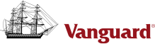 Logo of Vanguard with black and red text on a transparent background.